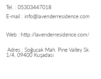 Soucak Lavender Residence iletiim bilgileri